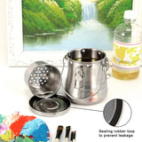 Paint Brush Cleaner and Holder - Airtight Stainless Steel Brush Washer for Painting with Removable Porous Filter (Large)
