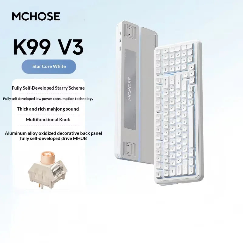 MCHOSE K99 V3 Mechanical Keyboard Tri-Mode Wireless ARGB Control Knob 10000mAh Dual 8K 0.125ms Hot-Swappable Custom Game Keyboar