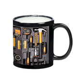 11OZ Coffee Mug Toolbox Design Wrench Pattern Mechanic Water Cup Ceramic Mechanic Mug Themed C-Shaped Handle Car Mechanic Gift