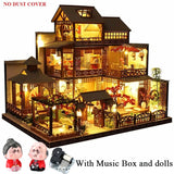 Newest DIY Wooden Dollhouse Japanese Architecture Doll Houses Mininatures with Furniture Toys for Children Friend Birthday Gift