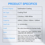 Spray Sublimation Coating For Cotton Fabric T-shirt Canva Caps Mugs Glass Ceramic Metal Wood Sublimation Ink Pretreatment Liquid