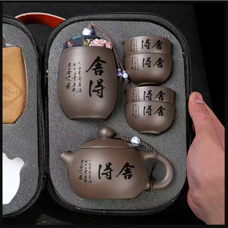 Tea set gifts, travel tea sets, convenient one pot, four cups, quick guest cups, outdoor portable tea sets, cup sets