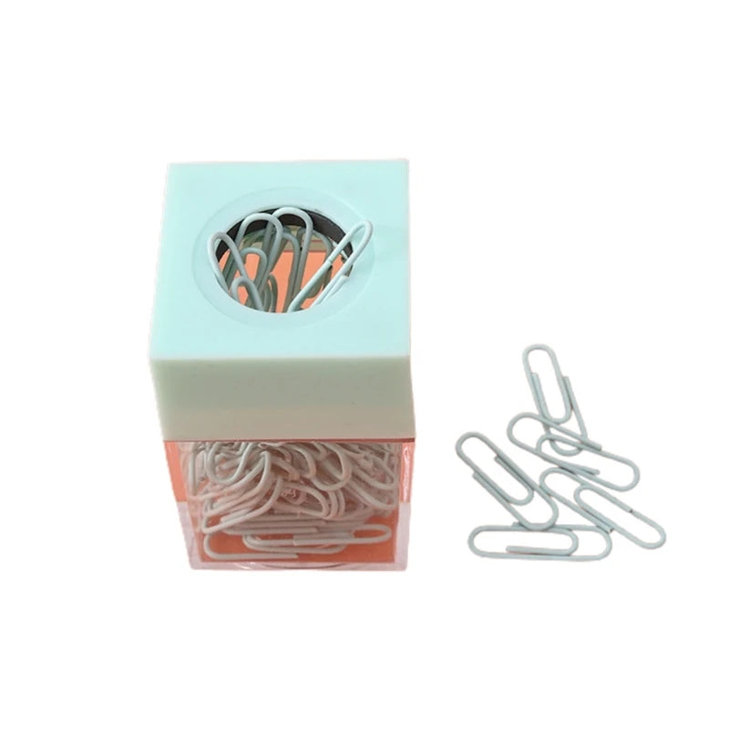 Magnetic Paper Clip Holder with Paper Clips Cute Office Supplies for Desk Organizer Magnetic Paper Clip Dispenser Box K1KF