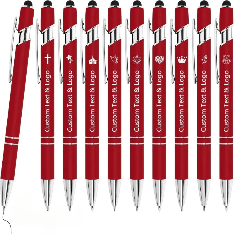 10 pcs Bulk Custom Pens Personalized with Name Engraved Text/Logo Stylus Tip Black Ink Options for Events & Promotions 10/1 pcs