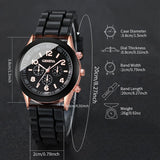 5/6PCS Women's Watch Casual Silicone Band Quartz Watches Butterfly Jewelry Set(Without Box)