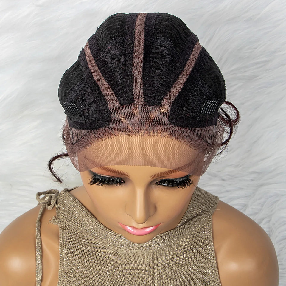 KIMA New Arrival 26 Inches Braided Wigs Synthetic Lace Front Hair Wig With Baby Hair for Black Women