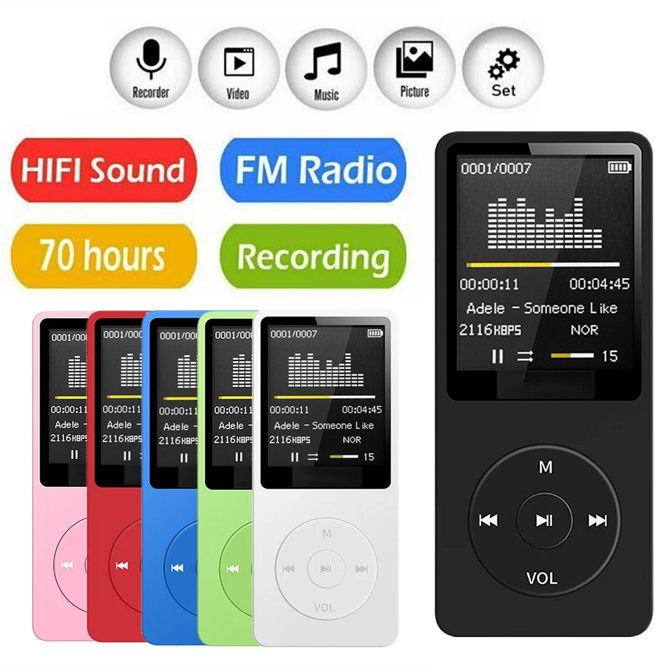 Portable MP4 FM card insertion Bluetooth player MP3 USB Charger Player FM Radio Recorder Lossless Sports Hifi Music Player