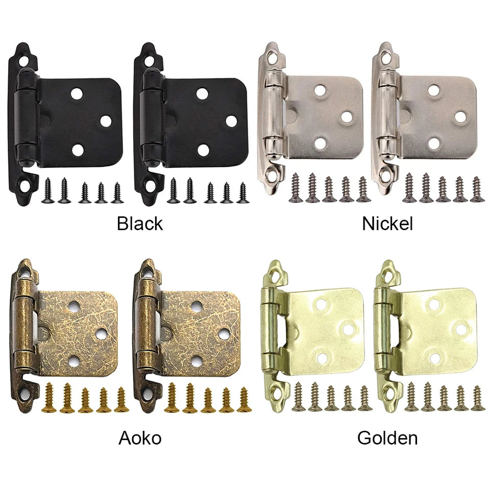 2Pcs American Self Closing Spring Hinge with Screws Overlay Cabinet Door Flush Hinges for DIY