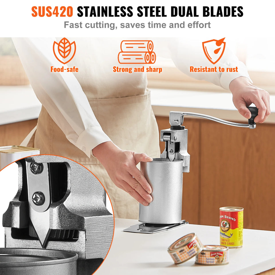 SucceBuy Manual Can Opener Commercial Table Opener with Base Heavy Duty Can Opener Adjustable Height Opener For Cans