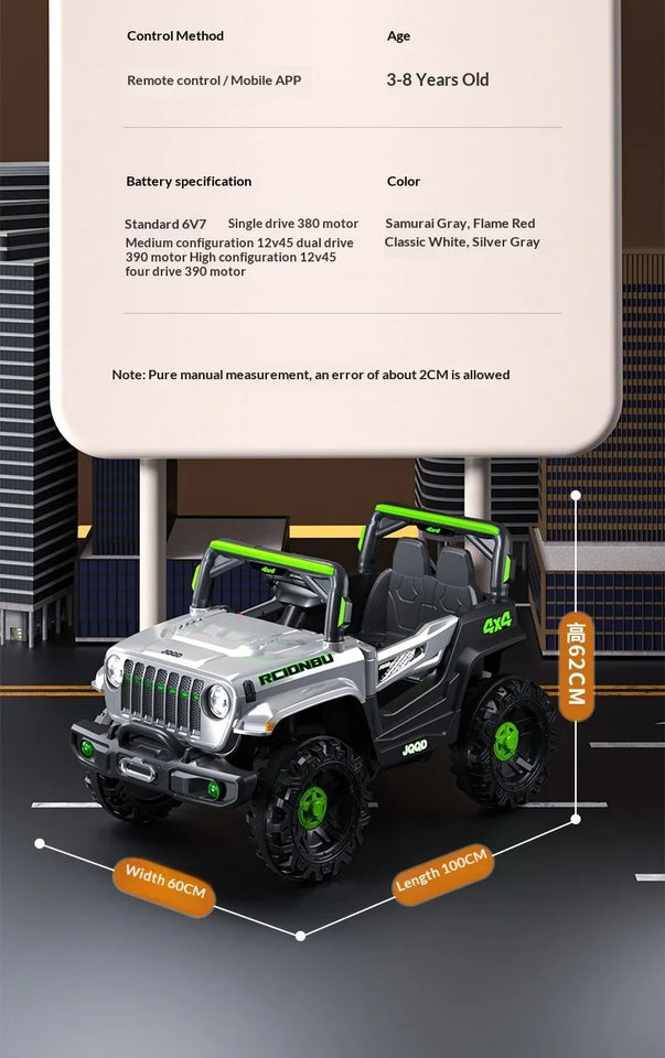 12V 7AH Big Battery Electric Car for Kids - Four-Wheel Remote Control 4WD Off-Road Ride-On Vehicle Quality Children's Transport