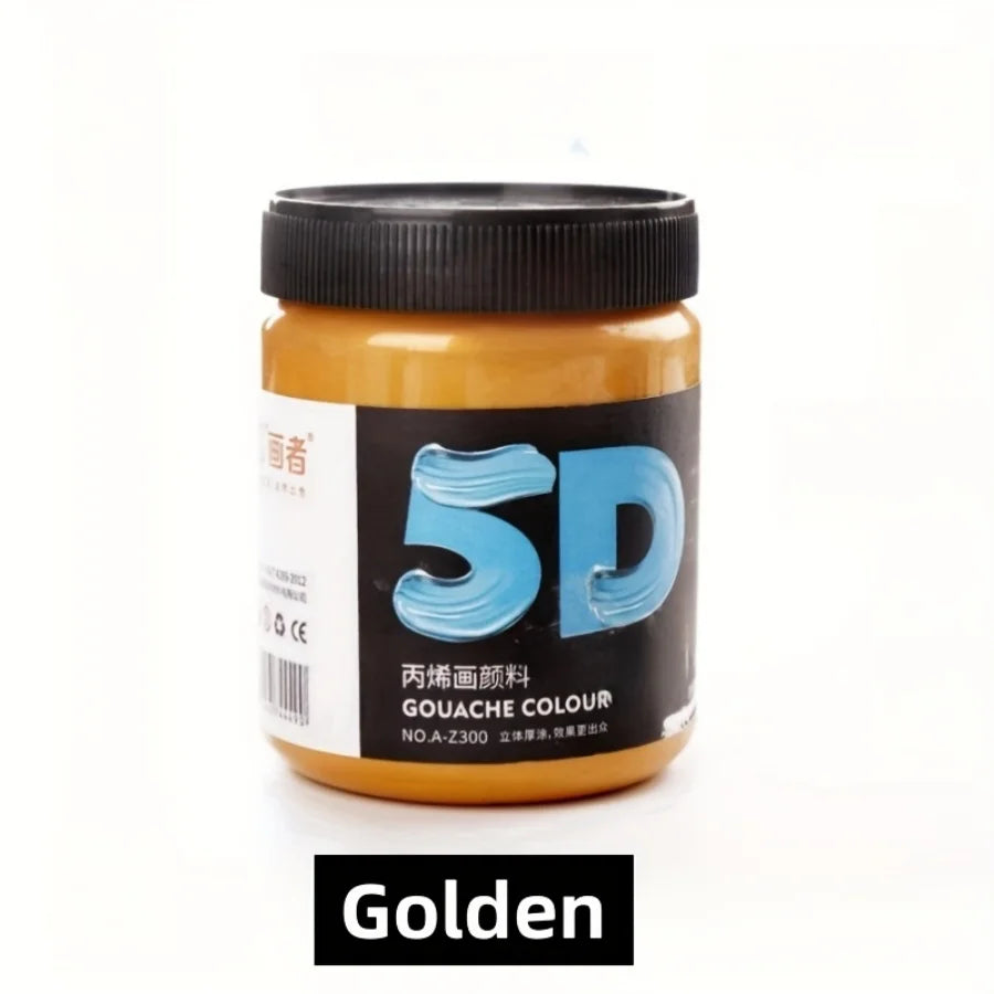 50/100/300ml Golden Acrylic Paint Metal Pearlescent Hand-painted Gypsum Glue Waterproof and Non-fading DIY Painted Paint