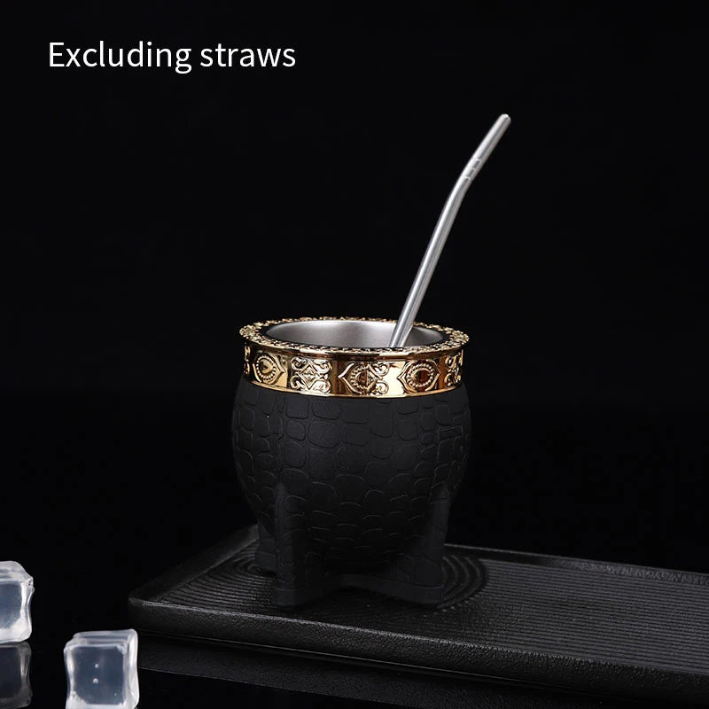 Creative Double Wall 260ml Stainless Steel Yerba Mate Tea Cup Tumbler Beer Pint Coffee Mug Gifts For Friend No Straw