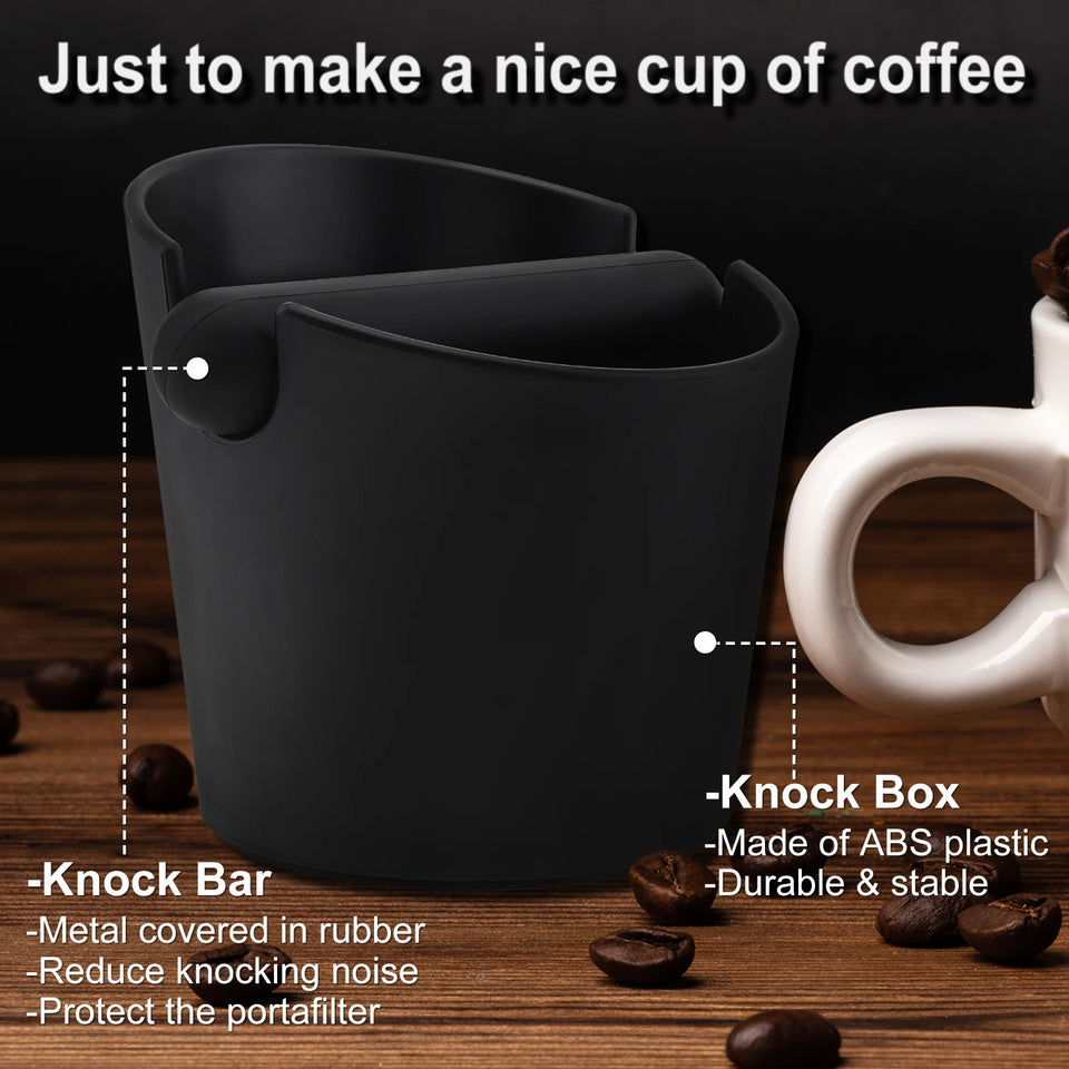 Serviceable Shock Absorption Coffee Knock Box with Espresso Cleaning Brush, Removable Knock Bar Espresso Dump Bin