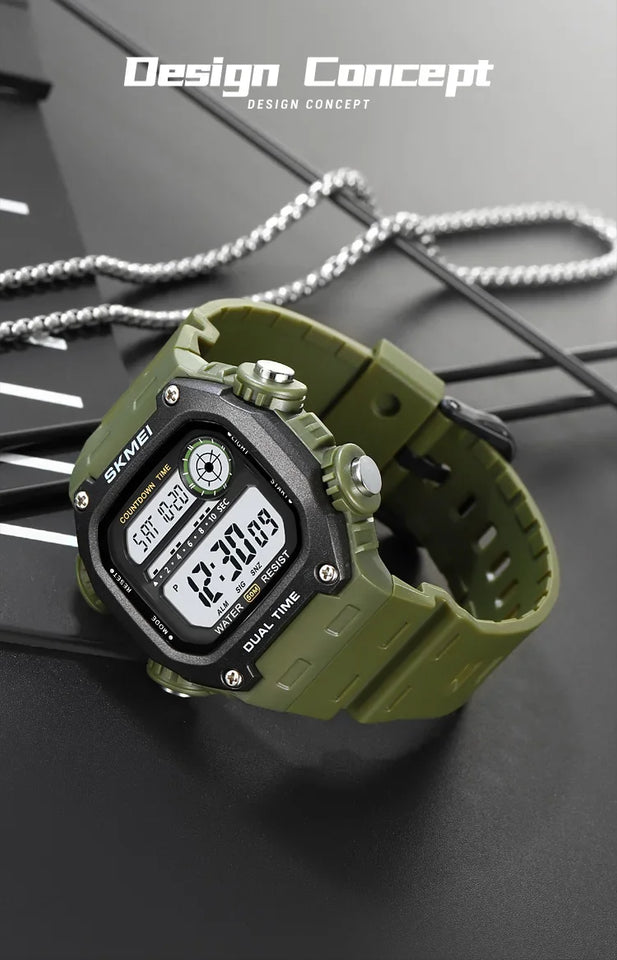 SKMEI 2126 Digital Countdown Sports Watches for Men LED Display Waterproof Stopwatch Mens Wristwatch Alarm Clock montre homme