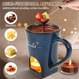 150ML Chocolate Fondue Cup European Candle Cup Ceramic Mug Heating Food Cheese Butter Coffee Mug With Fork Home Party Supplies