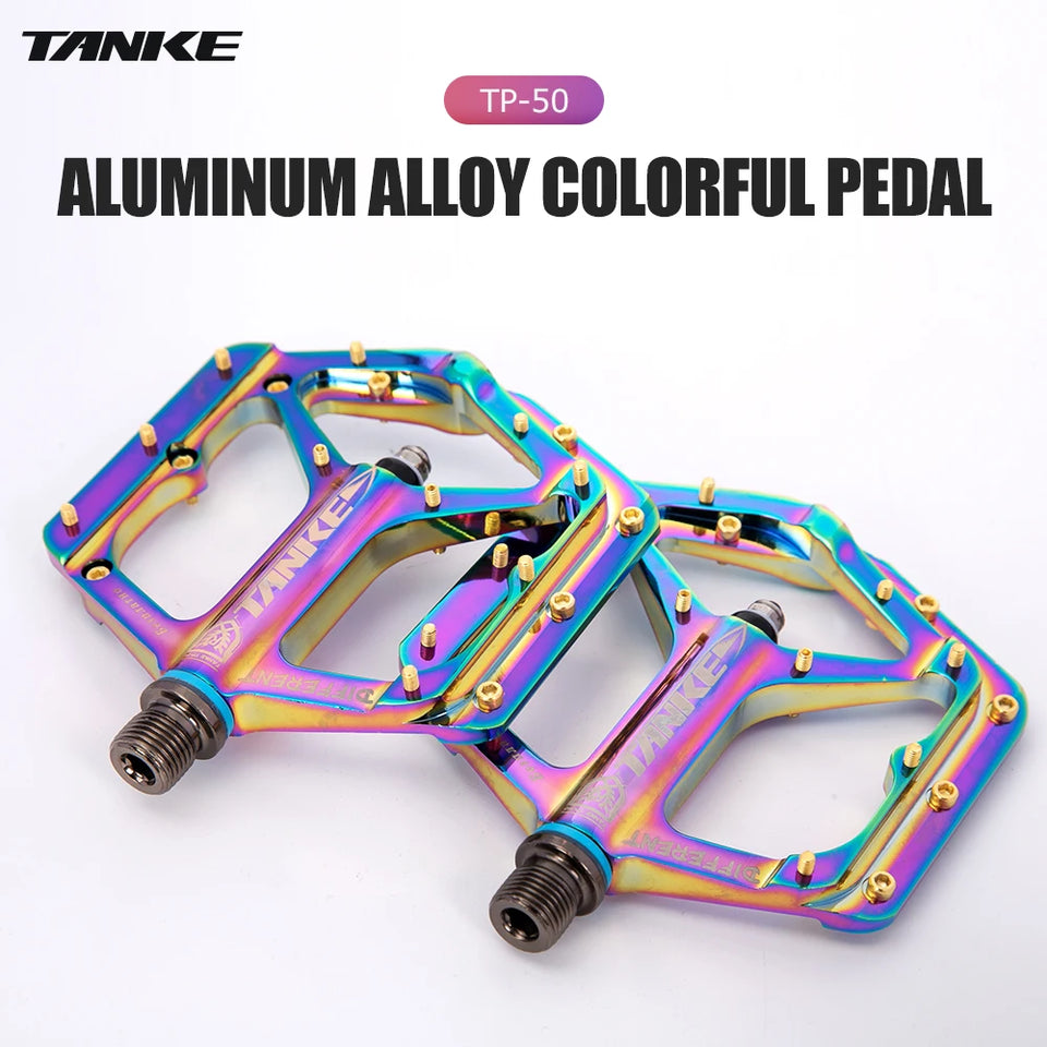TANKE MTB Pedals Lightweight Aluminum Alloy Non-slip Bicycle Pedal (10 Non-Slip Pins/Side)with Grease&Bearing Bike pedal TP-50