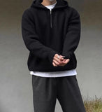 Men's Hooded Sweatshirt Knitting Solid with Zipper Male Hoodie Clothing Deals Cotton 90s Vintage Luxury Y2k Emo Tops Simple Warm