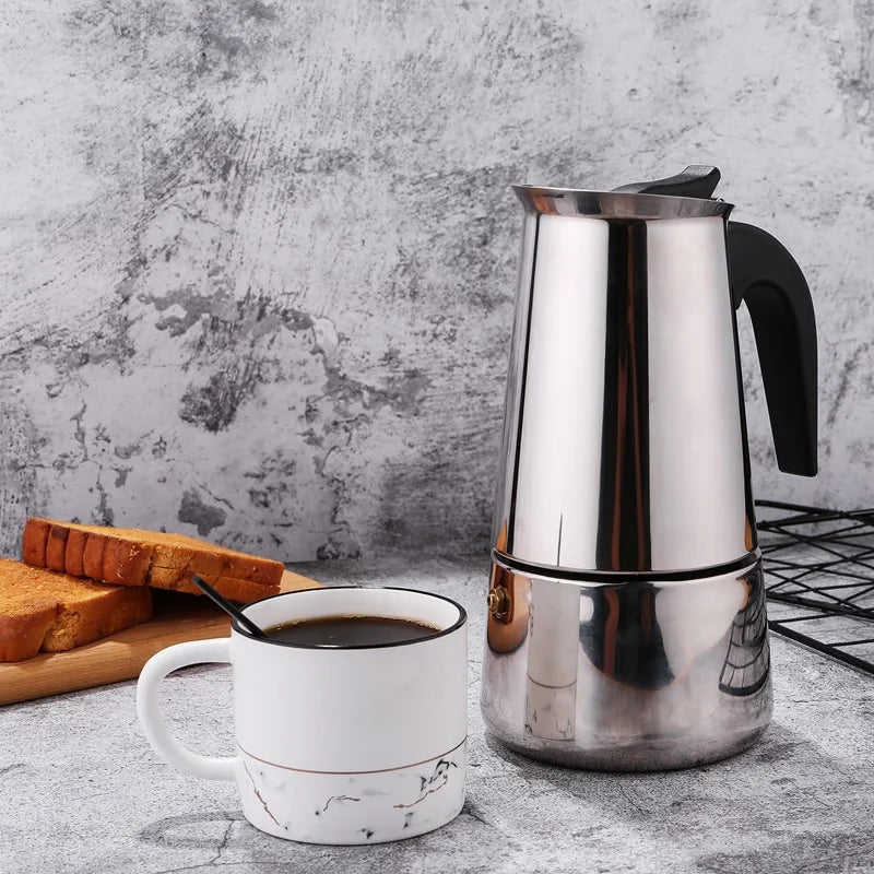 Stainless Steel Coffee Pot, Mocha, Espresso, Latte Percolator, Stove, Coffee Maker, Drink Tool, Cafetiere, Latte Stovetop
