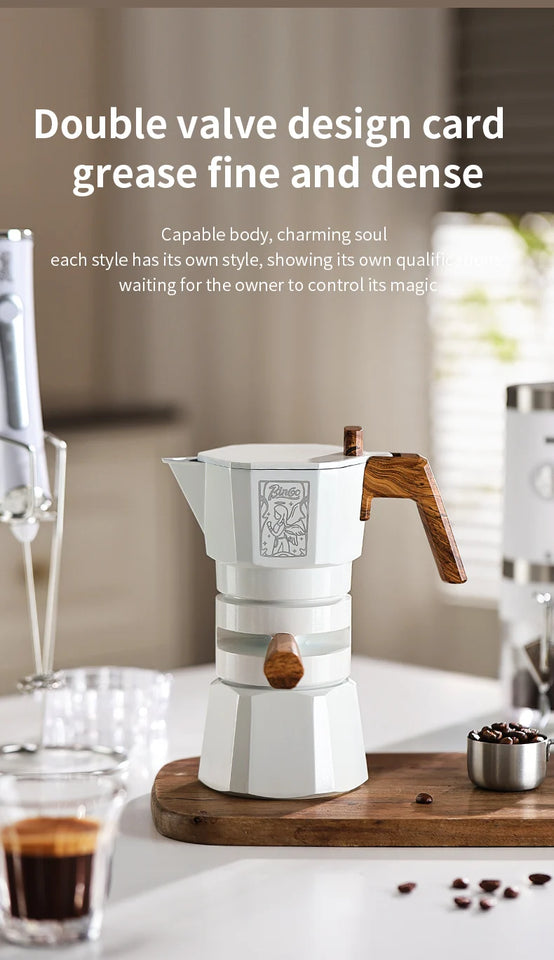 Bincoo Dual Valve Moka Pot Espresso Machine Thermostatic Extraction Coffee Moka Pot Hand Brewed Coffee Pot Barista Accessories