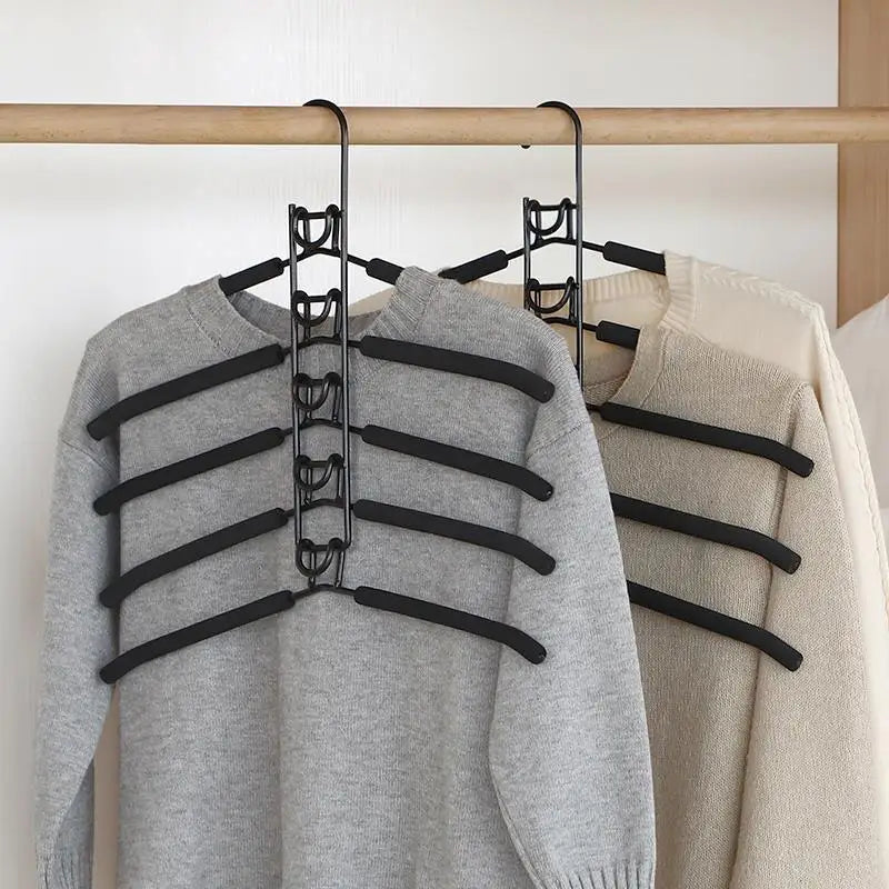 New Hanging Closet Organizer With Hooks, Space Saving Wardrobe Hanger For Coats Shirts Dresses Jackets Clothes Storage