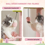 Cactus Cat Tree Floor to Ceiling Cat Tower 7 Tiers Cat Climbing Tree with Cozy Hammocks and Condos 5 Platforms Scratching Posts