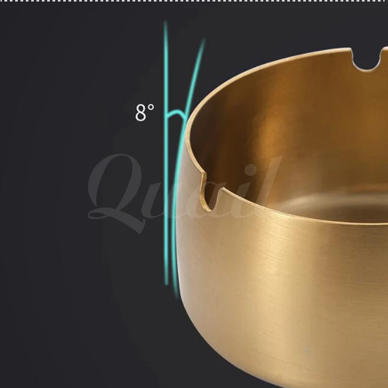 1pcs stainless steel restaurant ashtray, restaurant hotel hotel commercial gift ashtray, simple and personalized gold ashtray