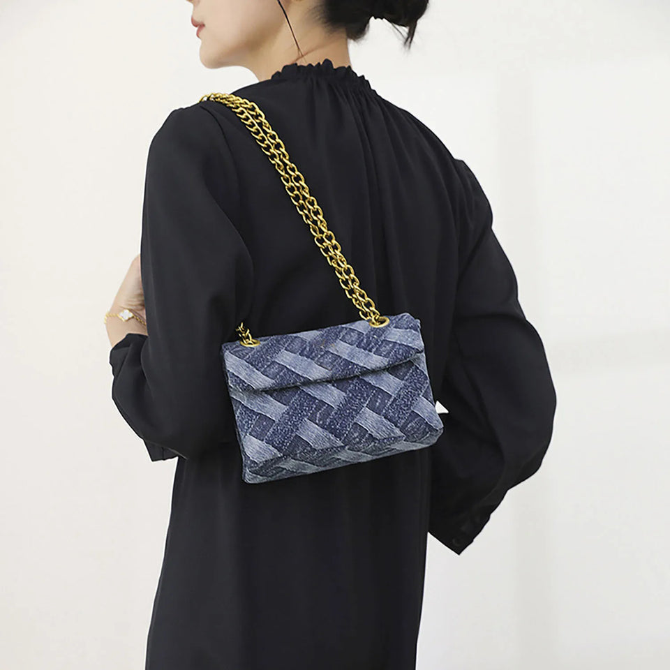 Women's K-G Shoulder Bag For High Quality Braided Denim Chain Crossbody Bag Designer Luxury Handbag Brand Ladies Bag