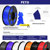 JAYO PETG/PETG Clear 3D Printer Filament 1.75 ±0.02mm 1.1kg/roll High Toughness Neatly Wound Filament Fit Most FDM Printer