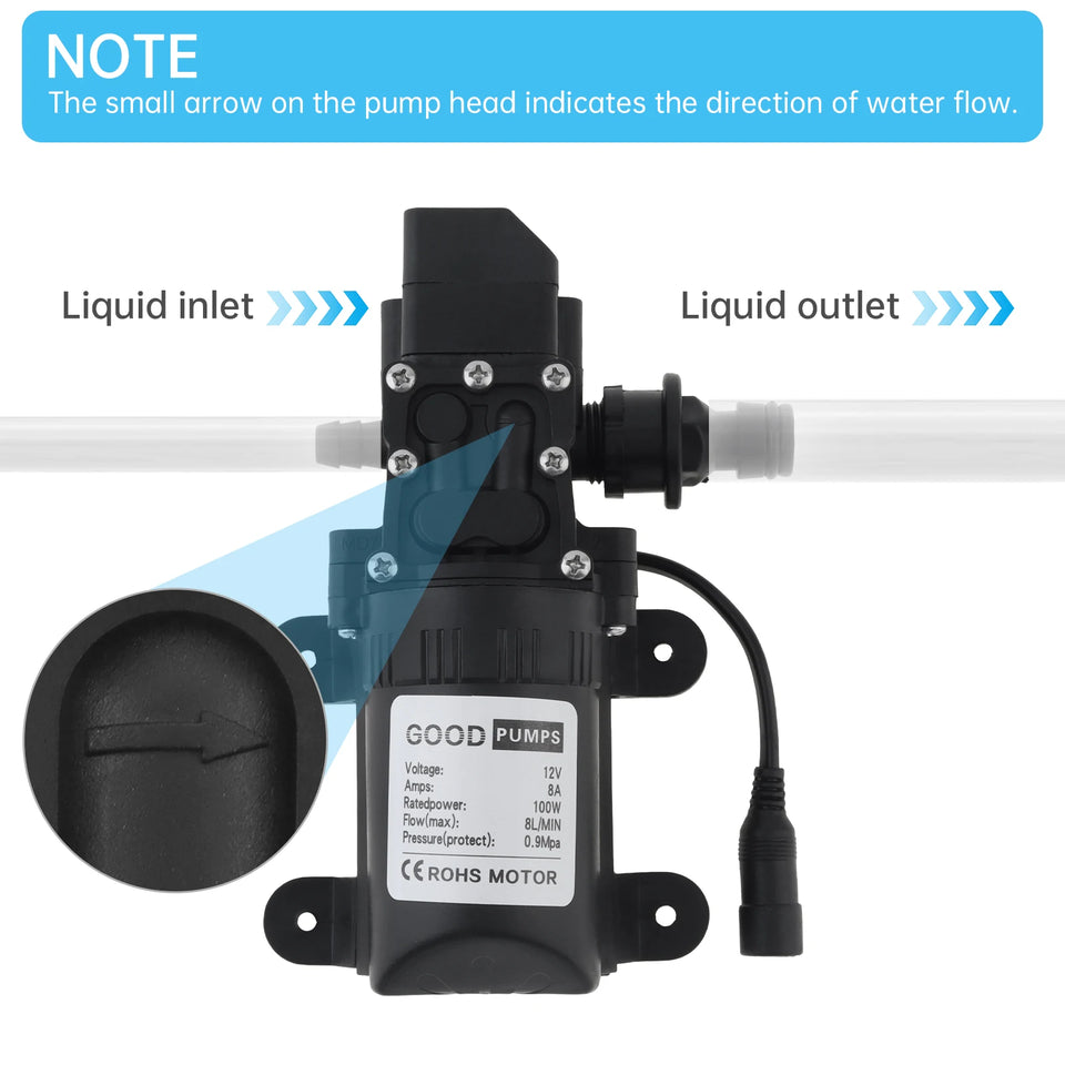 Electric Pressure Washer Pump 100W 160PSI 12V DC Water Transfer Pump Diaphragm Self Priming Sprayer Water Pump for Home / Garden