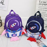 Childrens Anti Slip Backpack 1-3Years Old Space Rocket Towing Rope Kindergarten Backpack Childrens Early Education Bag New Model