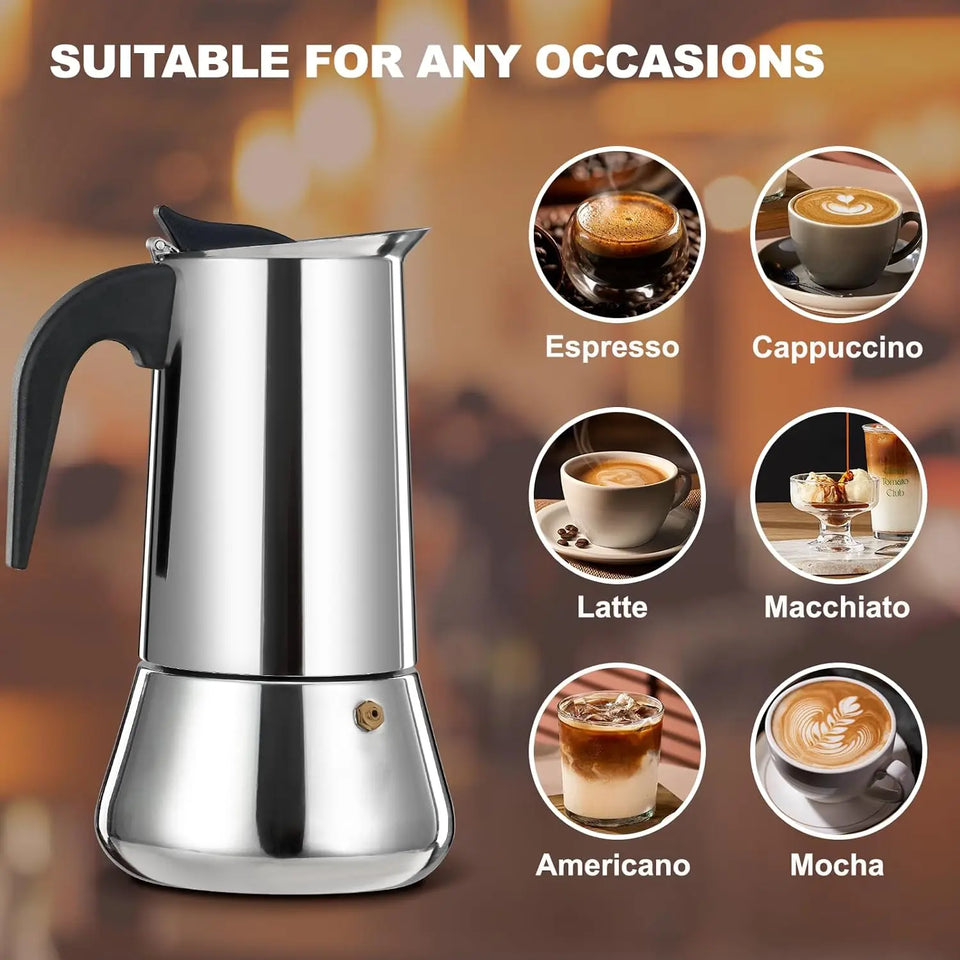 Stovetop Espresso Maker Stainless Steel Moka Pot Stove Top Percolator Italian Coffee Makers Capable Mocha  Cafe Classic  Cooker