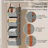 Hanging Closet Organizer 4 Tier - Clothes Hanging Shelves, Space-Saving Closet System, Storage Bins Bedroom Organization