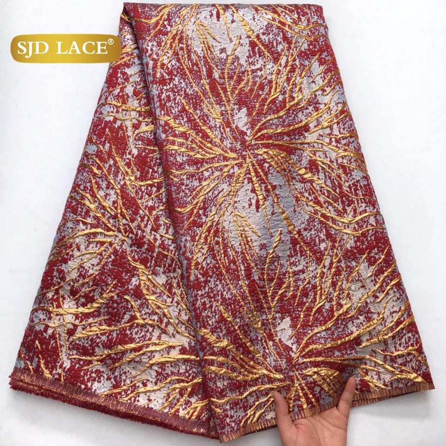 SJD LACE African French Tulle Brocade Lace Fabrics Damask Lace 2026 Latest Nigerian Gilding Jacquard for Women Party Dress 4318