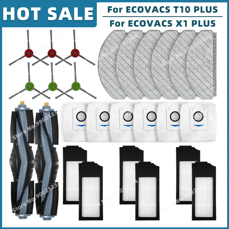 Compatible For ECOVACS T10 PLUS / X1 PLUS Replacement Spare Parts Accessories Main Side Brush Hepa Filter Mop Cloth Dust Bag