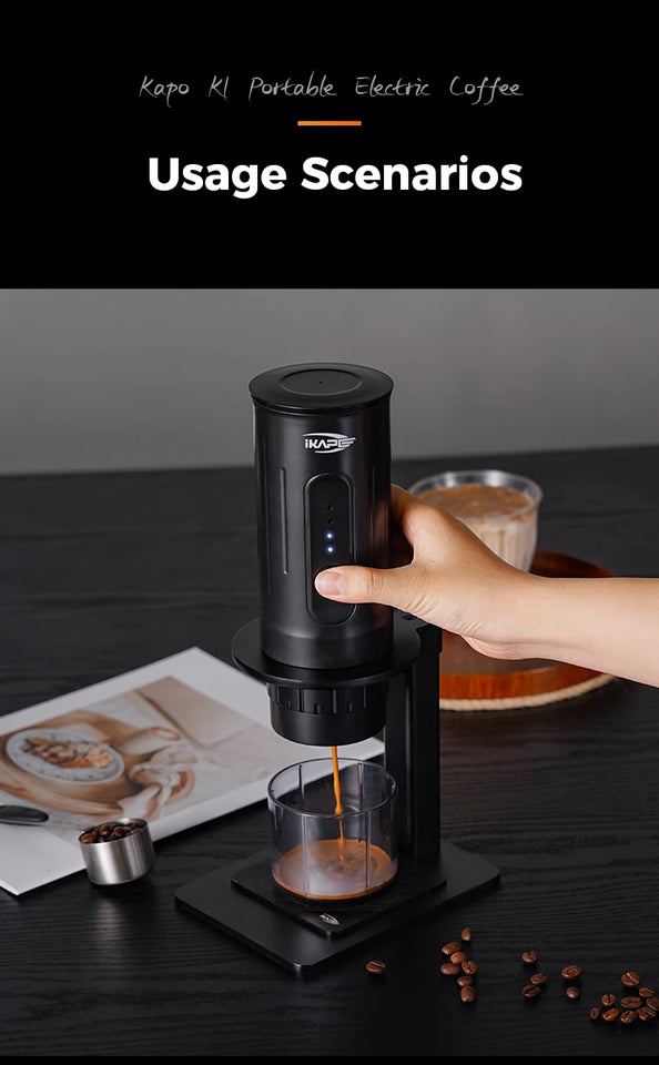 IKAPE Portable Coffee Machine Fit Capsules Ground Coffee Handheld Coffee Maker Manually For Camping Hiking No Heating Function