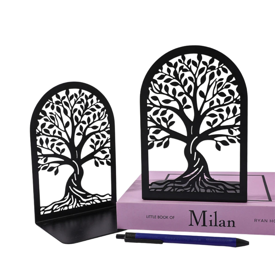 Tree of Life Decorative Bookends Bookends for Heavy Books Black Tree Metal Bookends Desk Organizer Library Decor Home Decor