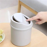 1pc Mini Desktop Trash Can with Lid - Cylindrical Tabletop Waste Bin, Easy To Clean Screw-Off Cap for Office and Coffee Bar