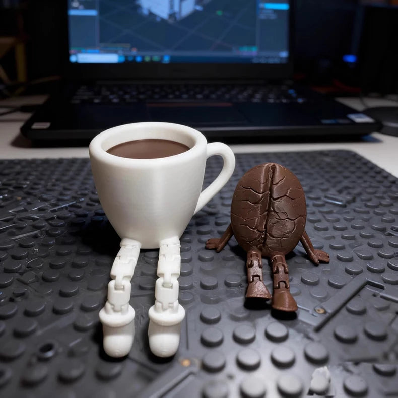 3D printing coffee bean creative ornament, movable and interesting desktop ornament, desk coffee companion decoration