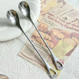 2Pcs Stainless Steel Coffee Stirring Spoon Long Handle Ice Cream Dessert Tea Spoon For Picnic Drinkware Tableware Kitchen Supply