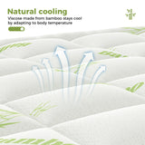 JHK Bamboo Fiber Soft Mattress Topper with Deep Pockets 400g Thick Mattress for Back Pain Relief Breathable Cooling Material