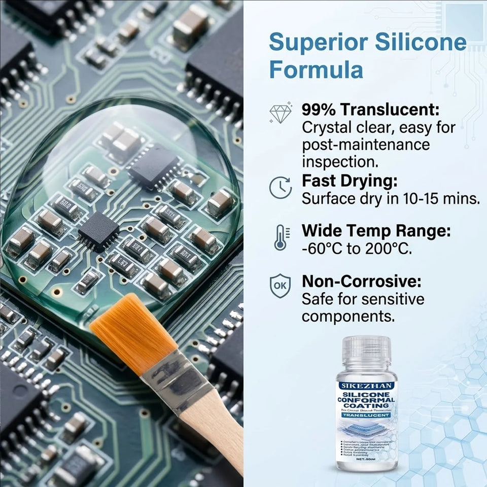 Waterproof Silicone Conformal Coating PCB Protection Lacquer Anti-corrosion Insulation Varnish with Brush for Electronic Repair