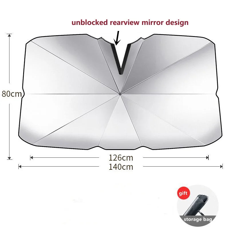 Folding Car Sunshade Umbrella Windshield Front Sun Shade Titanium Silver Material Car Window Summer Sun Protection Accessories