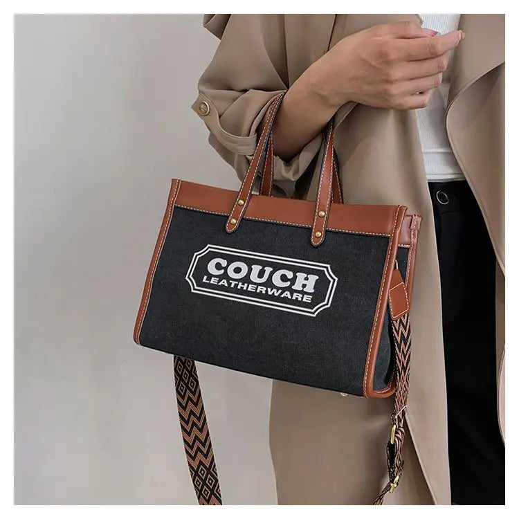 Canvas handbags women's 2023 new fashion all-match tote bag style large capacity shoulder messenger bag for woman