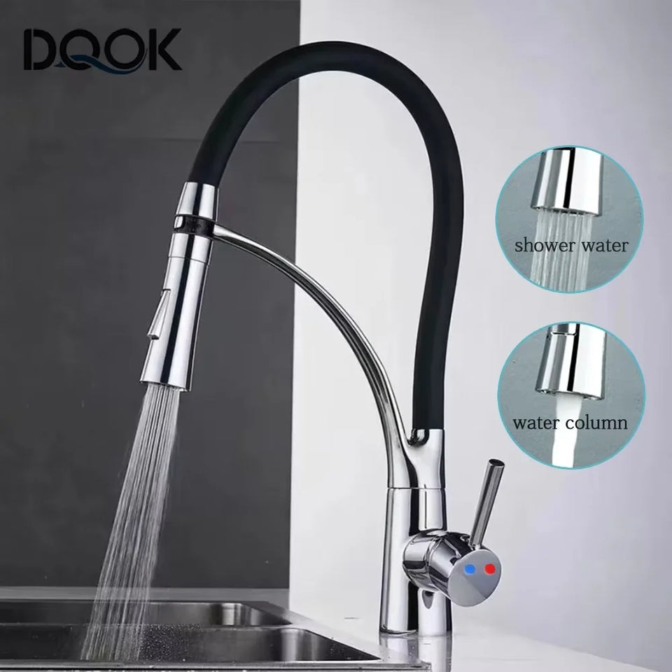 Matte Black Kitchen Sink Faucet Pull Down Swivel Spout Kitchen Sink Tap Deck Mounted Bathroom Hot and Cold Water Mixers