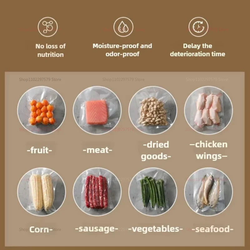 Small Automatic Vacuum Sealing Machine Food Saver Compact Fully Automatic Plastic Sealing for Cooked Food and Food Preservation