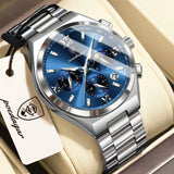 POEDAGAR Fashion Functional Man Wristwatch Luminous Week Date Business Watch For Men Stainless Steel Sports Men's Quartz Watches