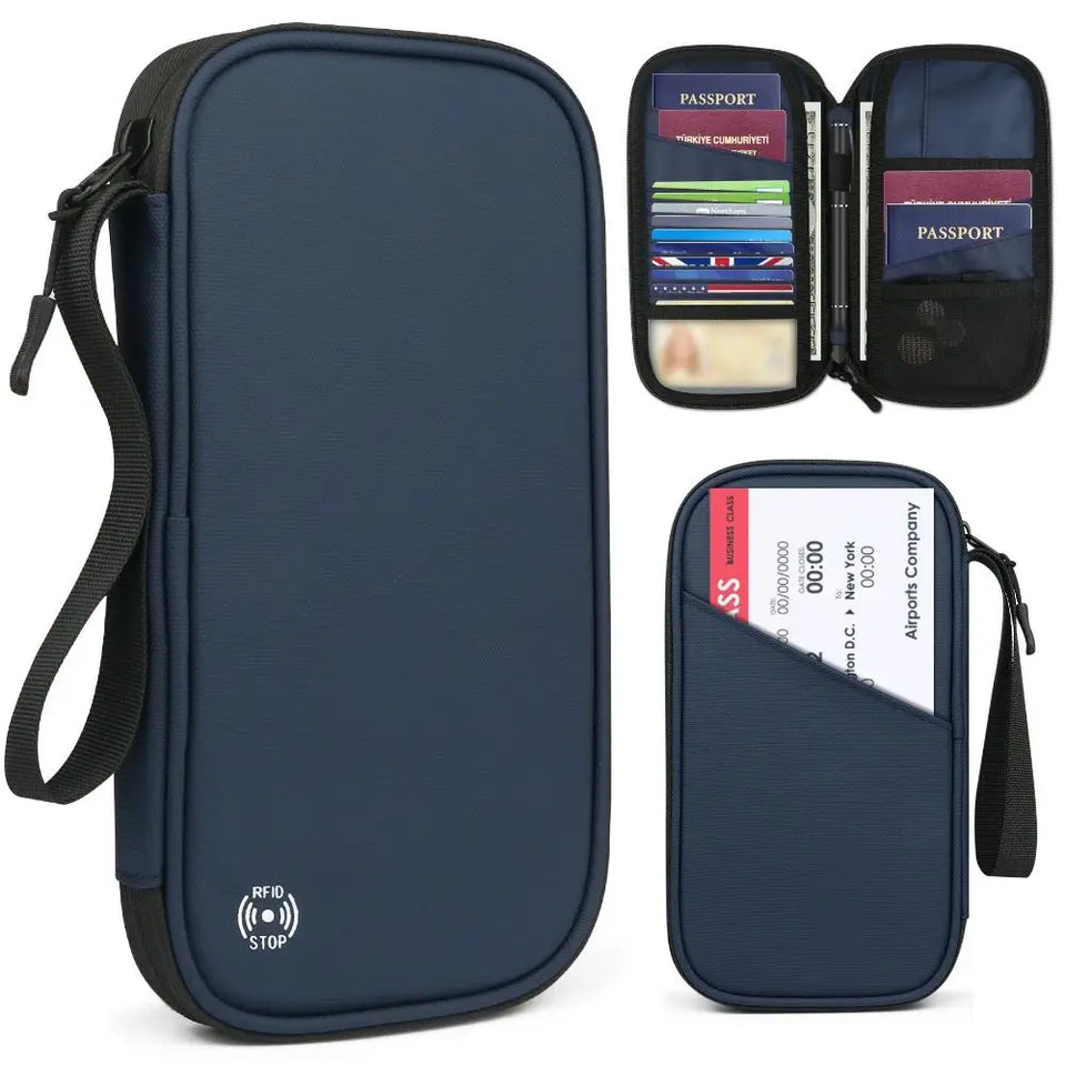 New Solid Color Passport Holder RFID Blocking Ticket Slot Clip Protective Cover Protector Leather Travel Card Bag