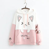 Harajuku Funny Women Hoodies 100% Cotton Winter Plus Fleece Cute Pink Anime Sweatshirt Teen Girl Kawaii Long Sleeve Y2K Hoodie