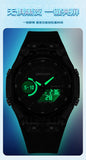 SANDA Top New 6283 Dual Display Multifunctional Student Electronic Watch Alarm Clock Night Light Waterproof Sports Student Watch