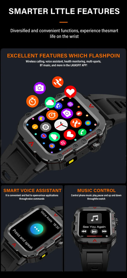 2025 New LED Men's Smartwatch 1.73" Screen Bluetooth Answer Call Smartwatch Multi Sport Modes Health Monitoring Fitness Watches